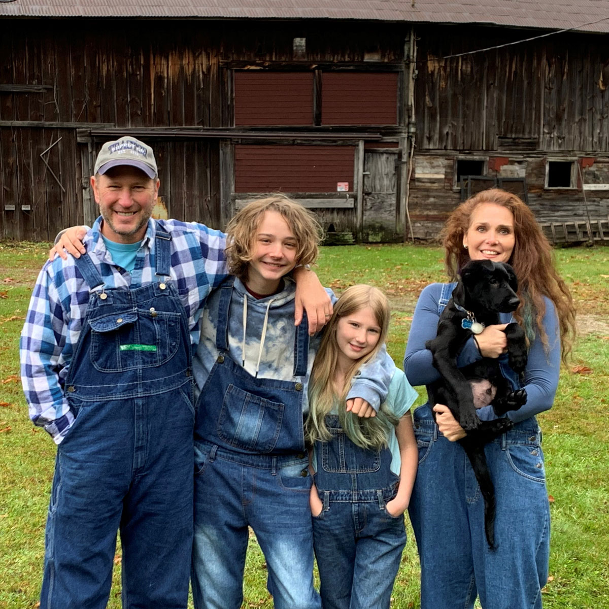 Cam, Sage, Rio, Cate, and Whiskey (the dog)